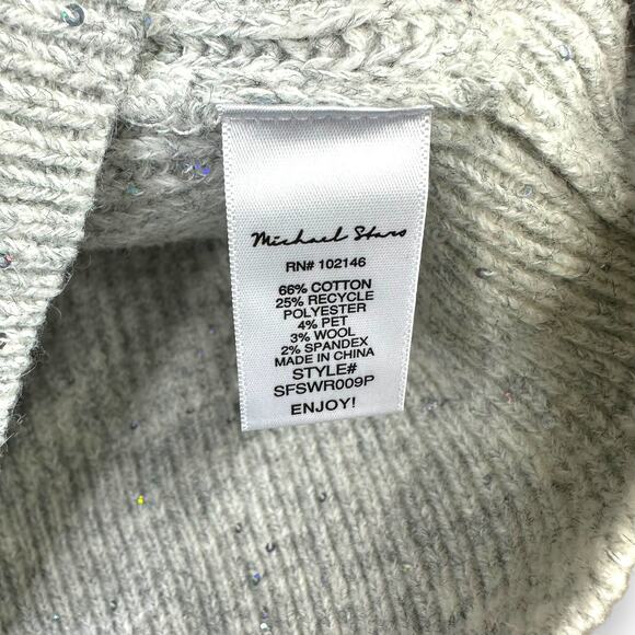 Michael Stars NWT Heather Grey Laurel Surplice Mini Sequin Faux Wrap Sweater - Picture 10 of 10